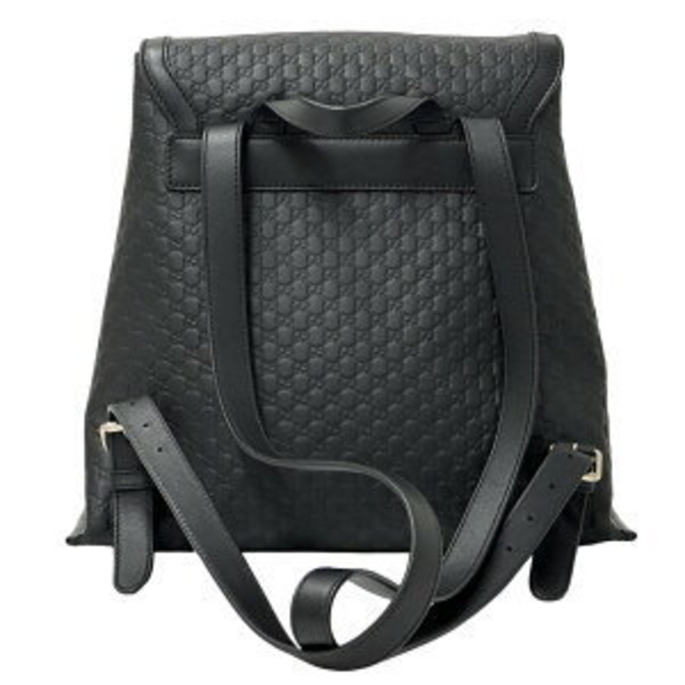 Gucci Black Backpack Drawstring Leather Microshim… - image 1